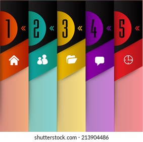 colorful modern label text box template for website and graphic, numbers, icon. 