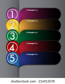 colorful modern label text box template for website and graphic, numbers, icon. 