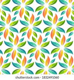 colorful modern leaf pattern design template use square layout. seamless pattern in white background. 