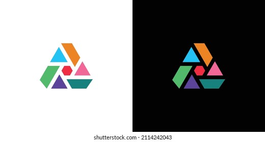colorful and modern  letter A initial photography logo design