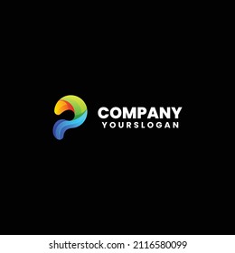 colorful modern letter P logo design