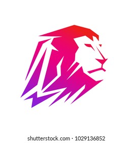 Colorful Modern Lion Head Logo Symbol Design. Graphic vector illustration. Abstract symbol design template design