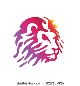 Colorful Modern Lion Head Logo Symbol Design. Graphic vector illustration. Abstract symbol design template design