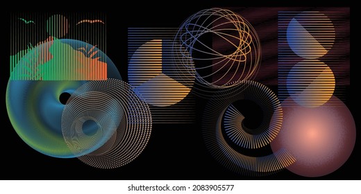 Colorful modern minimal background . Vector design composition with various geometric shapes . Abstract contemporary art . New modernism .