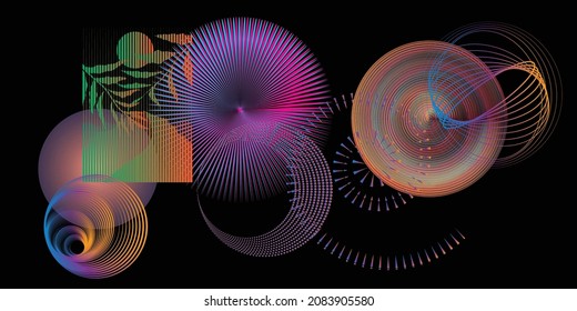 Colorful modern minimal background . Vector design composition with various geometric shapes . Abstract contemporary art . New modernism .