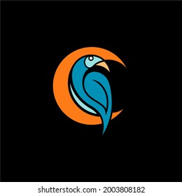 Colorful, Modern, Minimalist Bird And Moon Business Company Logo
