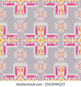 Colorful modern Native American geometric pattern. Vector aztec southwestern geometric shape seamless pattern. Ethnic geometric pattern use for textile, home decoration elements, upholstery, etc.