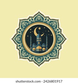 colorful modern oriental islamic mosque vector