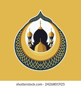 colorful modern oriental islamic mosque vector