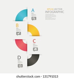 Colorful modern origami arrow circle step up options banner. Vector illustration.