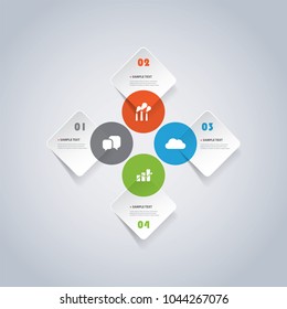 Colorful Modern Paper Cut Style Infographics Design - Minimalist Geometric Shapes, Round Squares and Circles with Icons