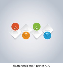 Colorful Modern Paper Cut Style Infographics Design - Minimalist Geometric Shapes, Round Squares and Circles 