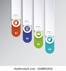 Colorful Modern Paper Cut Style Infographics Design - Vertical Arrow Shaped List Items with Icons