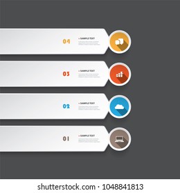 Colorful Modern Paper Cut Style Infographics Design - Horizontal Arrow Shaped List Items with Icons