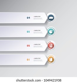 Colorful Modern Paper Cut Style Infographics Design - Horizontal Arrow Shaped List Items with Icons