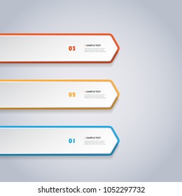Colorful Modern Paper Cut Style Infographics Design - Horizontal Numbered Arrow Shaped List Items