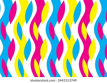 Colorful modern pattern of wavy lines. Yellow, purple and blue. For cover, poster, social networks, interior design, packaging.Abstract vector background in retro style.