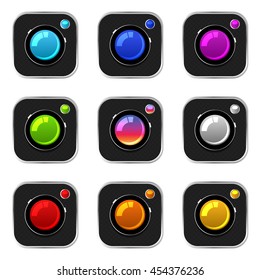 Colorful modern photography gradient camera icons inspired by Instagram for software or web