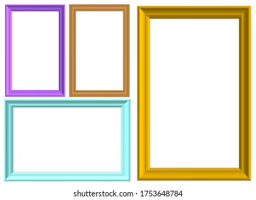 Colorful modern picture frames on a grey textured background.