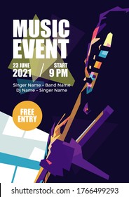 Colorful modern pop art of Music Event poster. Creative design poster of music event. Pop art poster illustration