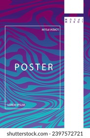Colorful modern poster. Trendy blue patterns. Metaverse and cyberspace. Flyer, booklet and leaflet in futuristic style. Cover or banner for website. Cartoon flat vector illustration