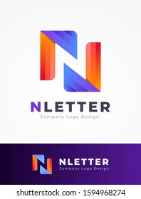 Colorful Modern and Professional N Letter Logo Design