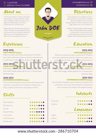 colorful modern resume curriculum vitae cv stock vector royalty modern resume 2015