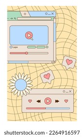 Colorful modern retro posters. Stories and social media posts. Abstract retro interface illustration. frame, password, patch, dialog box. Vector stock graphic.