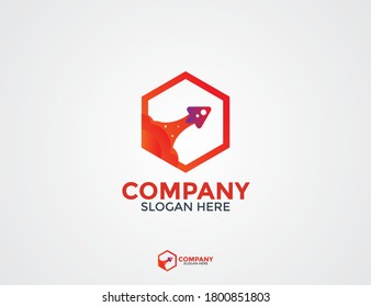 colorful modern rocket logo design vector logo