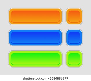 Conjunto de Botón redondeado moderno colorido de CTA, diseño de interfaz de usuario, efecto 3D.