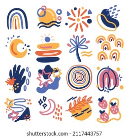colorful modern simple abstract set in vector