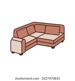 Farbenfrohe moderne Sofa-Set - flache Umrissart Innenraumdarstellung