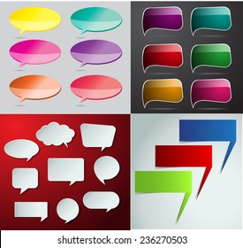 colorful modern speech bubble text box template for website computer graphic and internet, numbers. Set of color frames for text or quotes. brochure. many, various 