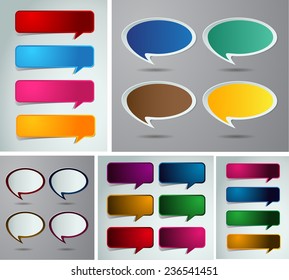 colorful modern speech bubble text box template for website computer graphic and internet, numbers. Set of color frames for text or quotes. brochure. many, various 