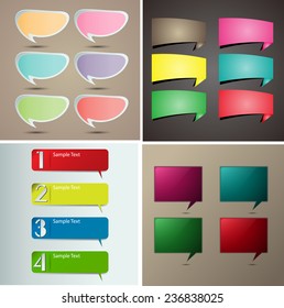 colorful modern speech bubble text box template for website computer graphic and internet, numbers. Set of color frames for text or quotes. brochure. many, various 