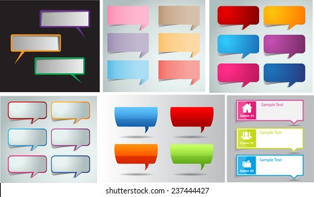colorful modern speech bubble text box template for website computer graphic and internet, numbers. Set of color frames for text or quotes. brochure. many, various 