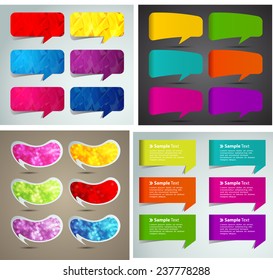 colorful modern speech bubble text box template for website computer graphic and internet, numbers. Set of color frames for text or quotes. brochure. many, various 