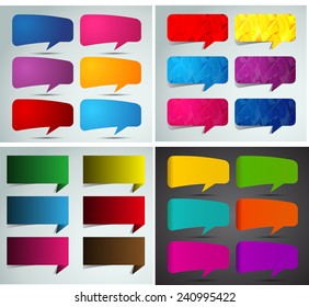 colorful modern speech bubble text box template for website computer graphic and internet, numbers. Set of color frames for text or quotes. brochure. many, various