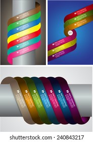 colorful modern spiral text box template for website computer graphic and internet, numbers. Set of color frames for text or quotes. 