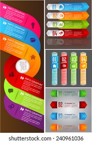 colorful modern spiral text box template for website computer graphic and internet, numbers. Set of color frames for text or quotes. brochure. many, various