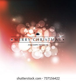 Colorful Modern Style Happy Holidays, Merry Christmas Greeting Card with Label on a Sparkling Blurred Background