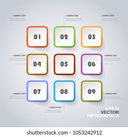 Colorful Modern Style Infographics Design - Set of Minimalist Numbered Geometric Shapes, Round Squares 