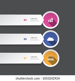 Colorful Modern Style Infographics Design - Horizontal Arrow Shaped Numbered List Items with Icons