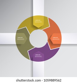 Colorful Modern Style Infographics Design - Pie Chart with Arrow Shapes 