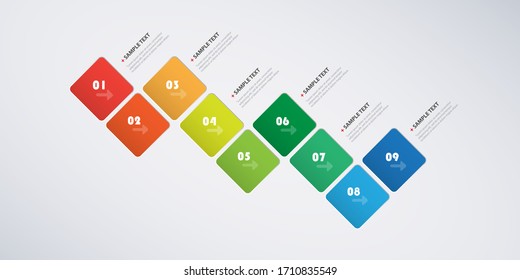 Colorful Modern Style Infographics Design - Set of Minimalist Numbered Geometric Shapes, Round Squares 