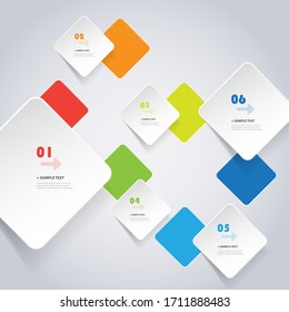 Colorful Modern Style Infographics Design - Set of Minimalist Numbered Geometric Shapes, Round Squares 