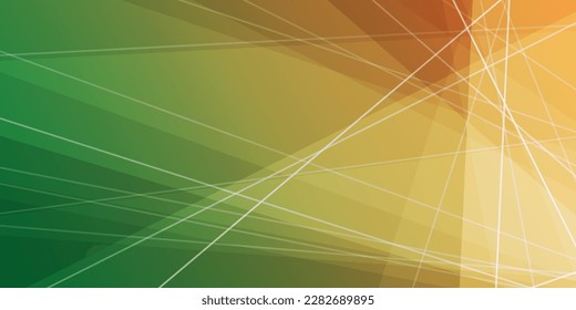 Colorful Modern Style Triangle Shaped Translucent Overlaid Planes, Geometric Shapes and Lines Pattern - Abstract Futuristic Gradient Vector Background - Green, Brown and Yellow Colors, Design Template