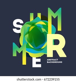 Colorful modern summer poster. Creative splash gradient illustration with text summer. Tropical bubble