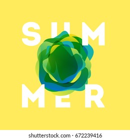 Colorful modern summer poster. Creative splash gradient illustration with text summer. Tropical bubble