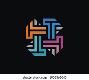 Colorful modern T initials vector logo